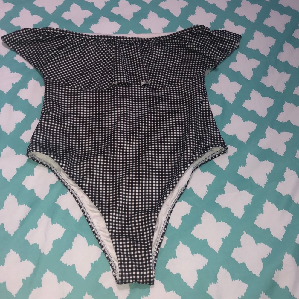 Black and white checkered swimsuit